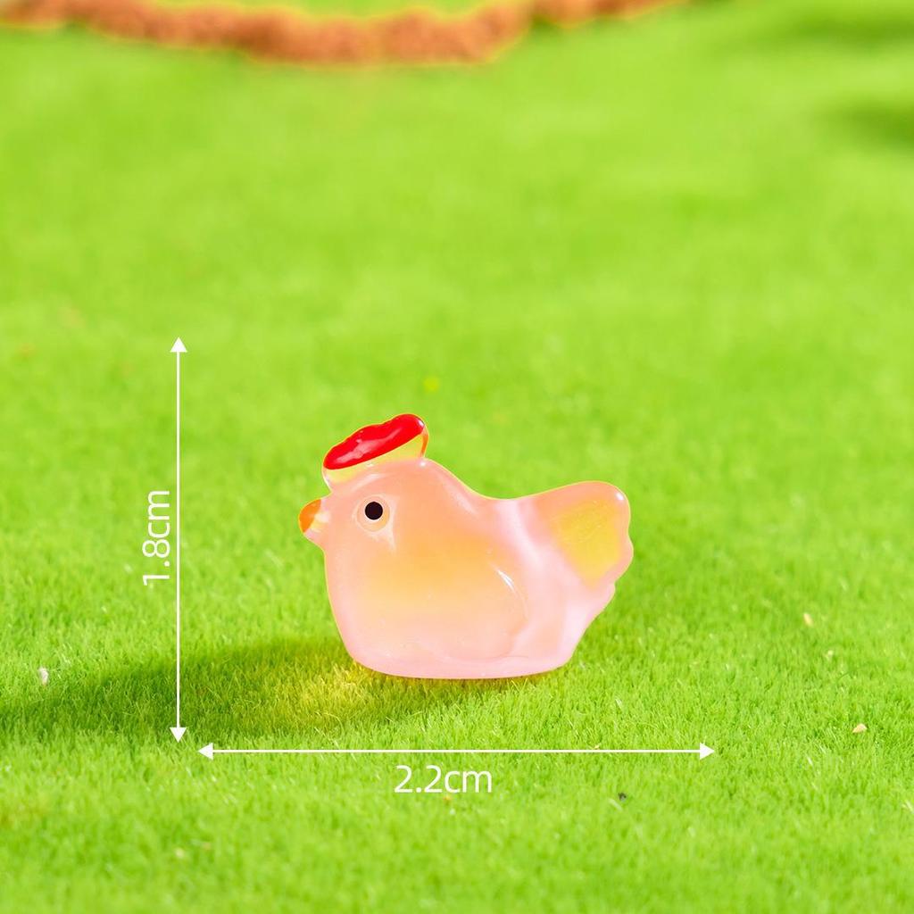 Luminous Rooster Resin Ornament: Colorful Small Animal Desktop Decor