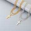 Double-Layer Stainless Steel Cross Pendant Necklaces for Men Metal Chain Religious Design Trendy Jewelry Daily Golden Accessory