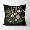 Floral Pattern Black Throw Pillow For Home Decor Polyester Pillowcase, Sofa Decorative Cushion Cov Headboard Pillow