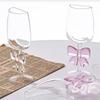 Zwei Stück Packung Klar Transparent Halbglas Tasse mit Rosa Schleife Rotwein Champagnerkelch Glasware 140ml Tasse