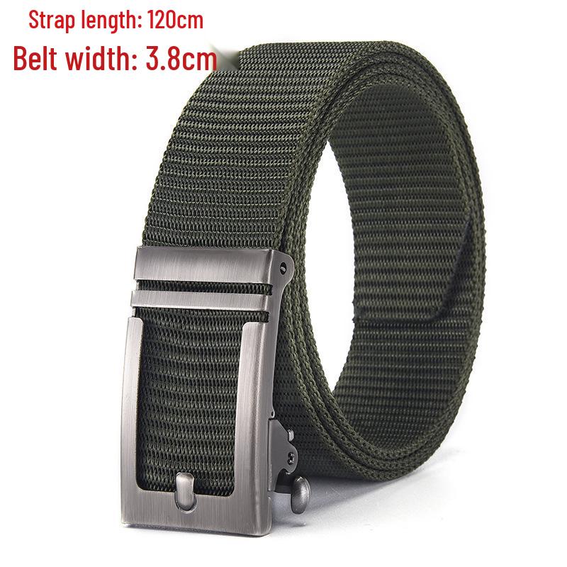 Men's Tactical Canvas & Nylon Woven Belt with Leather Trim - Elastic and High-End Accessory