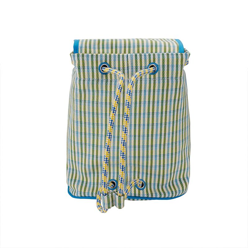 Hermes 25 Silver Buckle Animal Weaving Embroidery Pattern Cotton Backpack Unisex Backpack Blue H103996M01