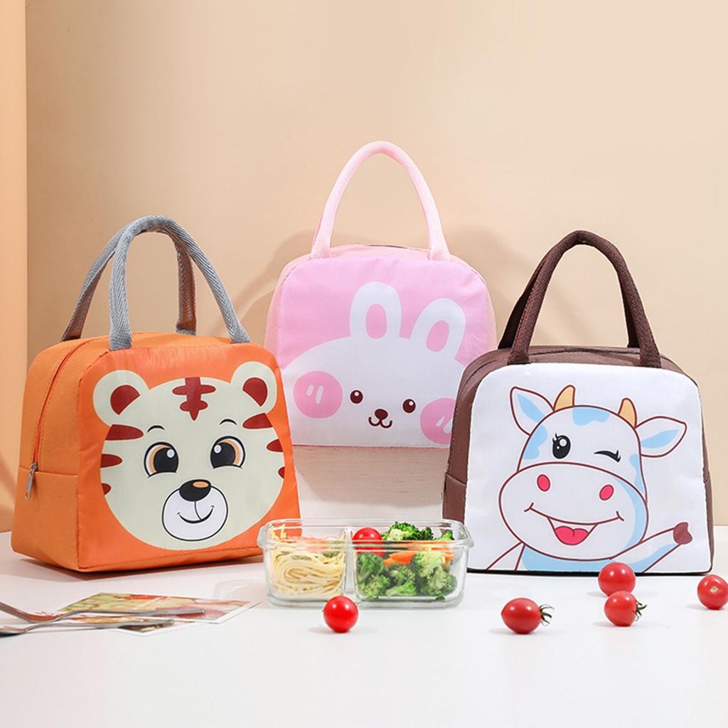 Lunch Bag Cute Cartoon Animal Pattern Waterproof Large Capacity Portable Thermal Insulation Lunch Box Bag for Women Men