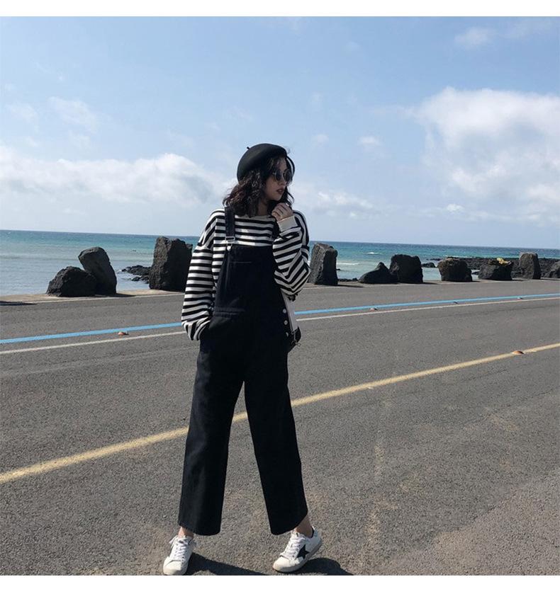 Baumwolle Frühher Herbst Gestreift Langarm T-Shirt Damen Oberteile Student Dünnes Lockeres Sweatshirt Damenmode Retro Vielseitiges Sweatshirt