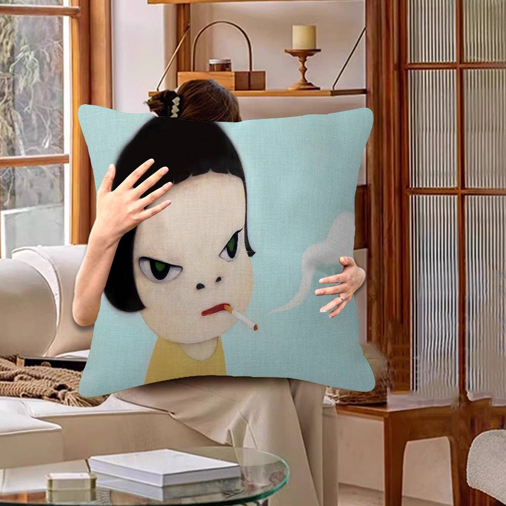 Yoshitomo Nara Dream Doll Vintage Pillow Cover For Bedroom Room And Living Room Sofa Decorative Cushion Cover