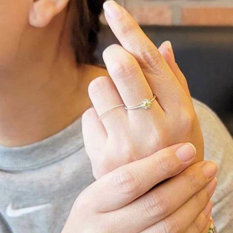 Ollia Silver 925 Daisy Layered Set Silver Ring