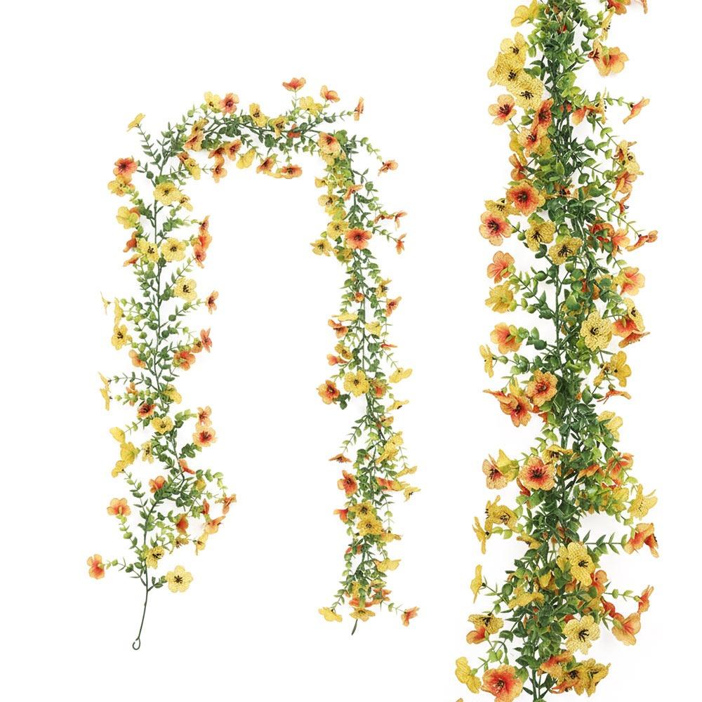 

Multicolor Artificial Violet Flower Vine Green Eucalyptus Leaves DIY Accessories Simulation Flower Garland 132 Flowers жёлтый