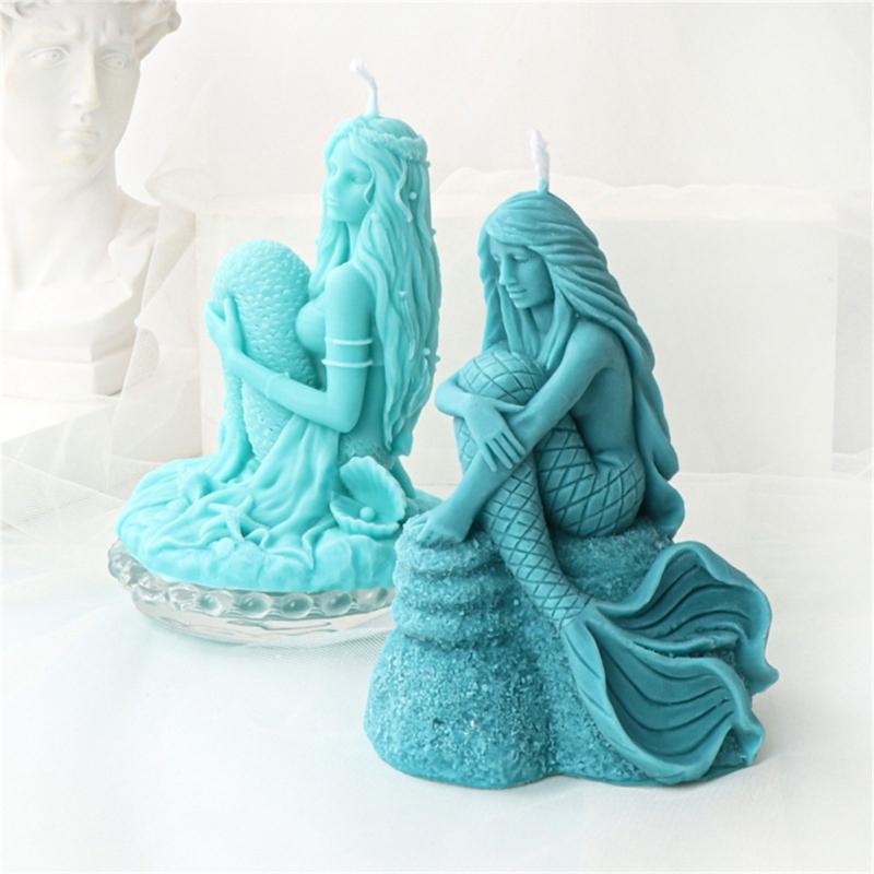 Silicone Mold Large Oceanid Mermaid Candle Resin Mould DIY Shell Conch Soap Resin Plaster Making tool