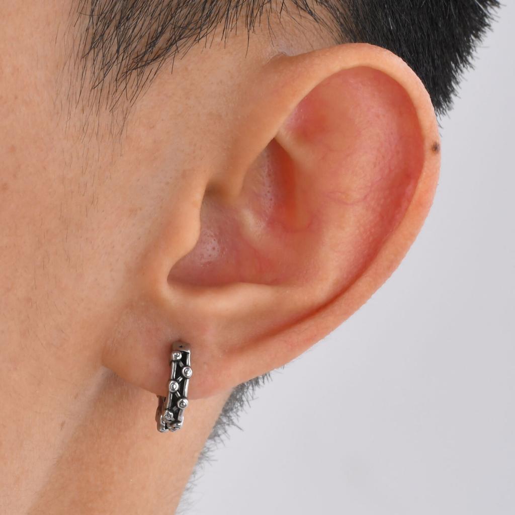Irregular Hoop Earrings for Men Boys,Stainless Steel Huggie Hoop Earrings,Retro Punk Jewelry