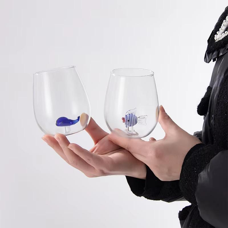 Süßer transparenter Borosilikatglasbecher Cartoon 3D-Tierdesign Haushalt Milchsaft-Wasserbecher für Kinder und Erwachsene