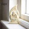 Housewarming Religious Present Holy Family Figurine Ornament, Modern Hollow Water Drop Resin Desktop Faith Decoration Statue, Western Style