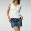 Women Fashion Solid Color Shirts Puff Short Sleeve V-Neck Blouses Summer Button-Down Casual Tops