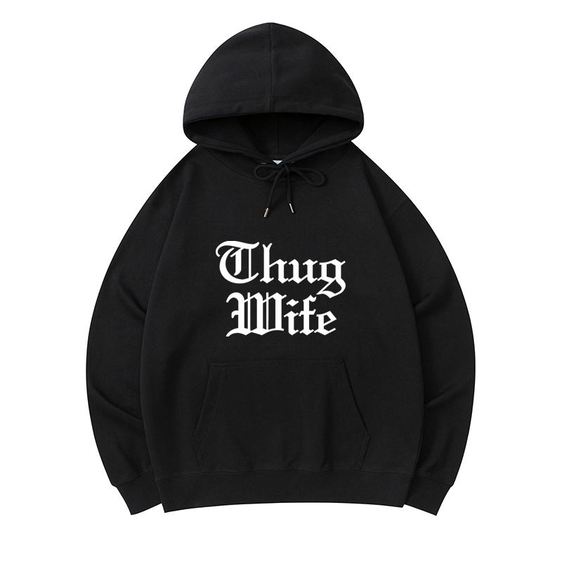 

300 GSM Men s Healthy Cotton Hoodies Thug Wife Graphic Tee Print Premium Cotton Sweatshirt