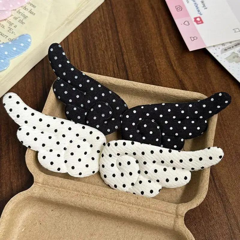 Korean Sweet Cute Dot Wings Fabric Hairclips for Women Girls Duckbill Clip Barrettes Hair Styling Accessories Hairpin Daily Wear