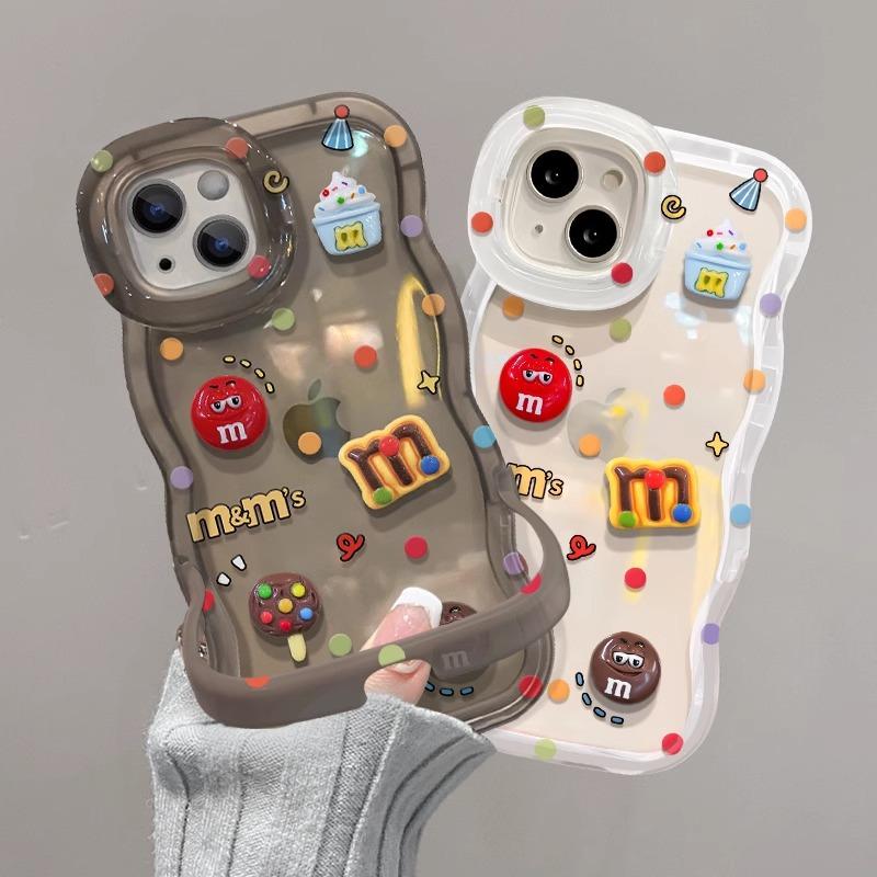 Applicable to Apple 15Pro mobile phone case silicone vivo three-dimensional M bean doll Huawei P60 dual bracket oppo/Xiaomi