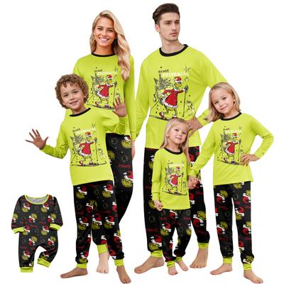 Weihnachtsdruck Süßes Familienset Schlafanzug, Hauskleidung, Familienset Langarm Oberteil Hosen Set