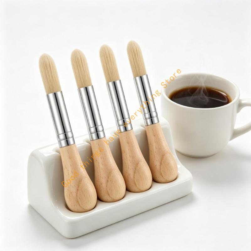 Set Of 4 Wooden Gourd Handle Art Brushes For Professional Artists 55KF