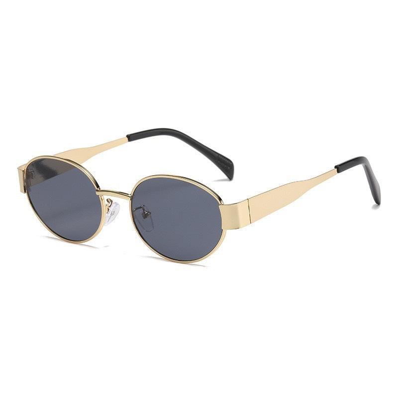 BMW Cross-border New Arc De Triomphe Oval Metal Small Frame Sunglasses Women's High-end Fashion Street Photography Sunglasses Sunshade Glasses