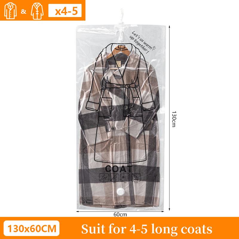 1pc Closet Hanging Organizer Vacuum Bag For Clothes Storage Bag With Hanger Space Saving Clear Seal Bags Wardrobe Compressed Bag