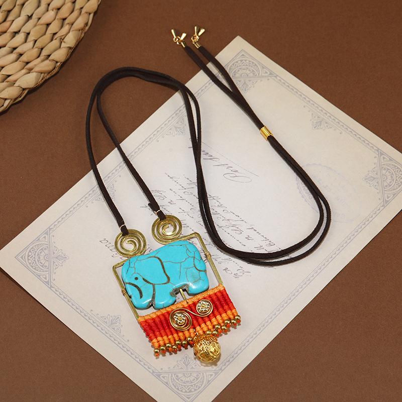 Niche Design Woven Necklace Retro Bohemian Vacation Style Long Sweater Chain Accessories Women