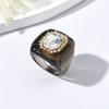Geometric Finger Ring Resin Square Ring New Rhinestones Ring  Jewelry Accessories