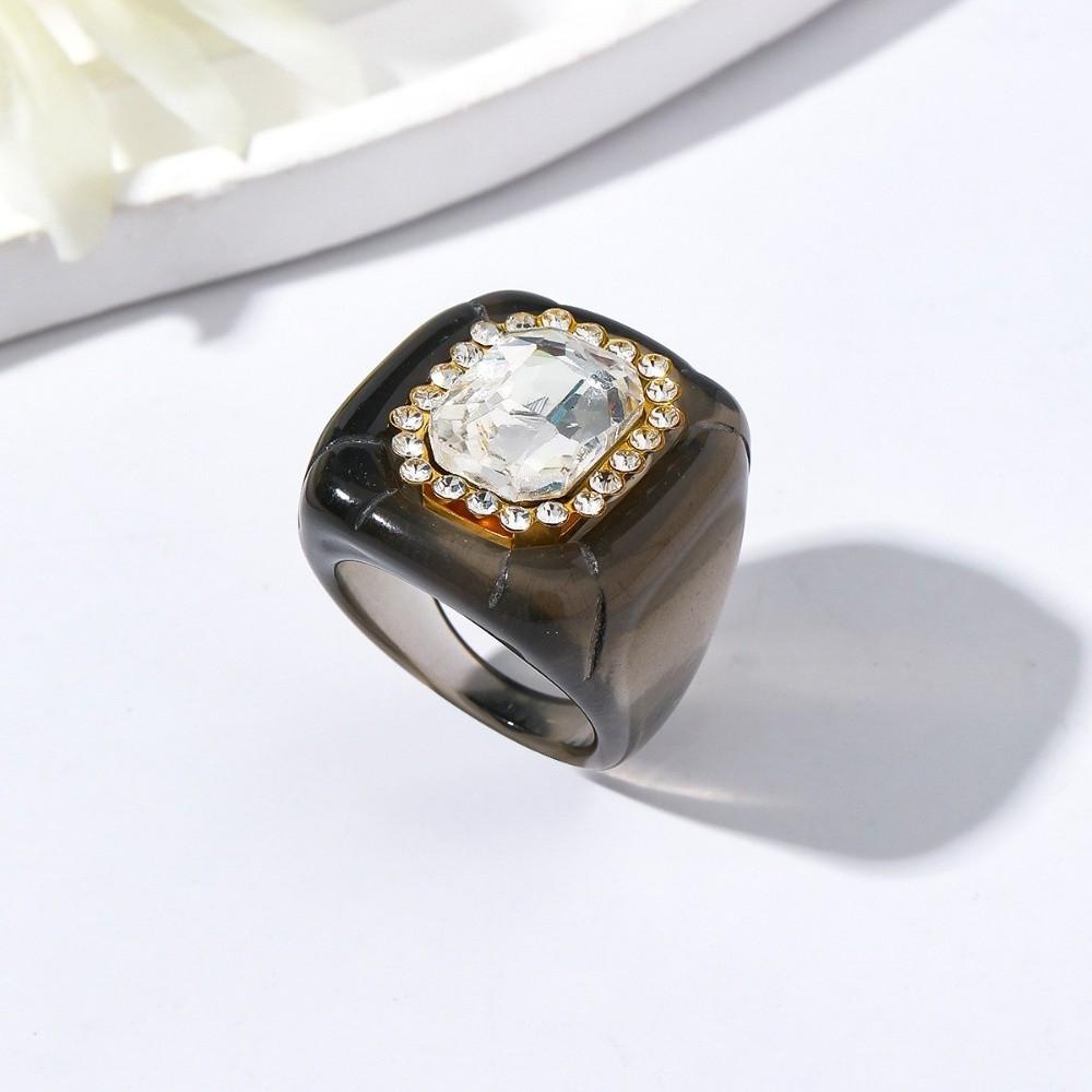 Geometric Finger Ring Resin Square Ring New Rhinestones Ring  Jewelry Accessories