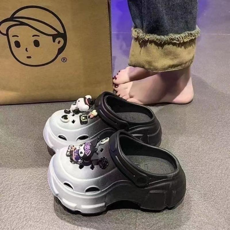 

Мультяшная верхняя одежда на толстой подошве, увеличивающая рост, женские новые летние шлепанцы с отверстиями, пляжная сумка, головные шлепанцы 40-41 (one size smaller)