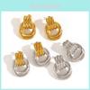 Ensemble de Boucles d'Oreilles Géométriques en Acier Inoxydable avec Plaquage Or pour Femmes à la Mode