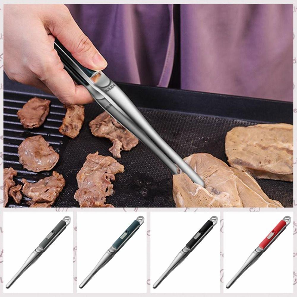 

Длинные зажимы для еды, Нескользящие щипцы для сервировки, кухонные принадлежности, щипцы для гриля из нержавеющей стали 304, шведский стол