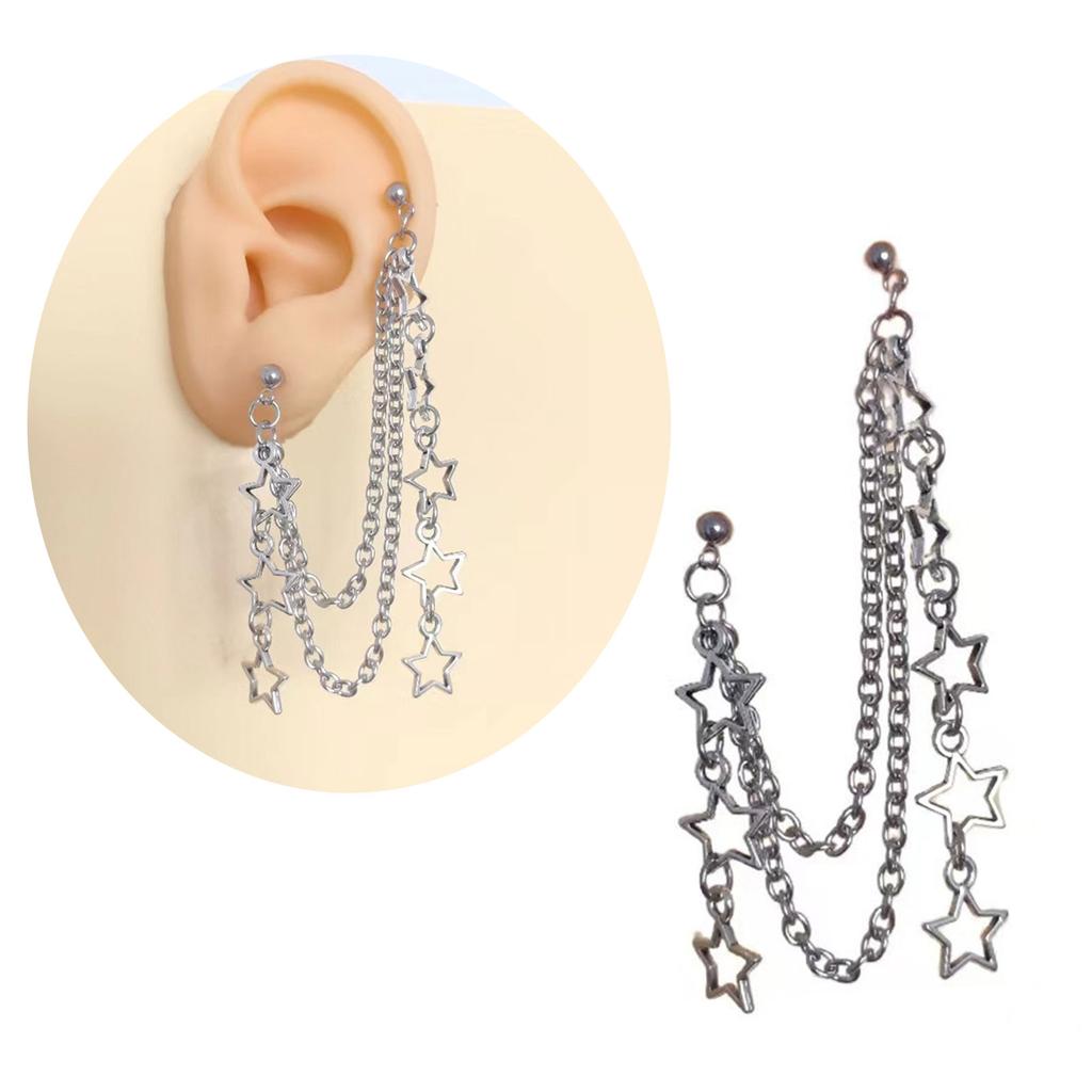 Women Star Tassels Earring Pentagrams Pendant Ear Rings Jewelry Five Pointed Star Earwear Stylish Party Accessory