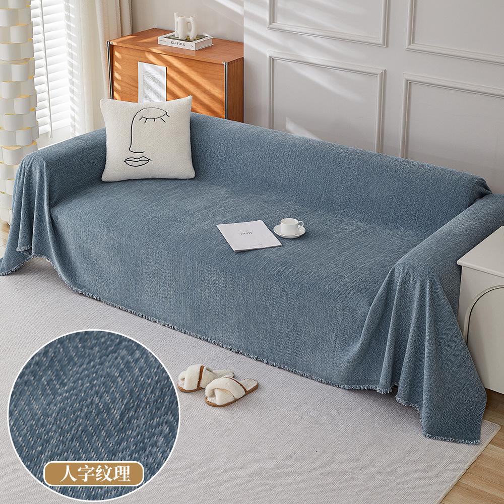 Современный простой чехол для дивана из синели с рисунком «елочка» — фото 15