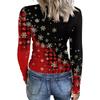 Maglietta Intima da Donna Invernale Slim-Fit alla Moda con Stampa Natalizia Scollo a V Pullover Top a Maniche Lunghe