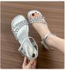 2025 New French Crystal Women's Sandals with High Heels and Square Head Style