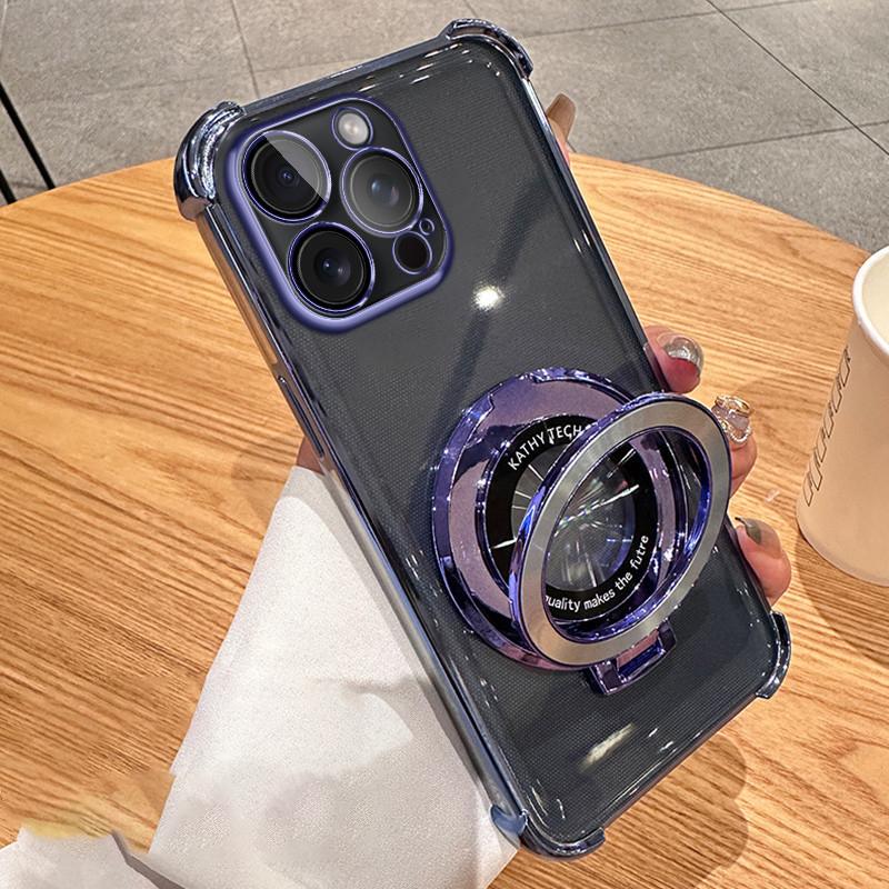 

Shockproof Transparent Magnetic Bracket Case for iPhone 17 Air 16 15 14 13 12 11 Pro Max 15 16 Plus XS MAX 8 Samsung S25 S24 23 S22 S21 Ultra Plus FE iPhone 7/8/SE 2022 синий