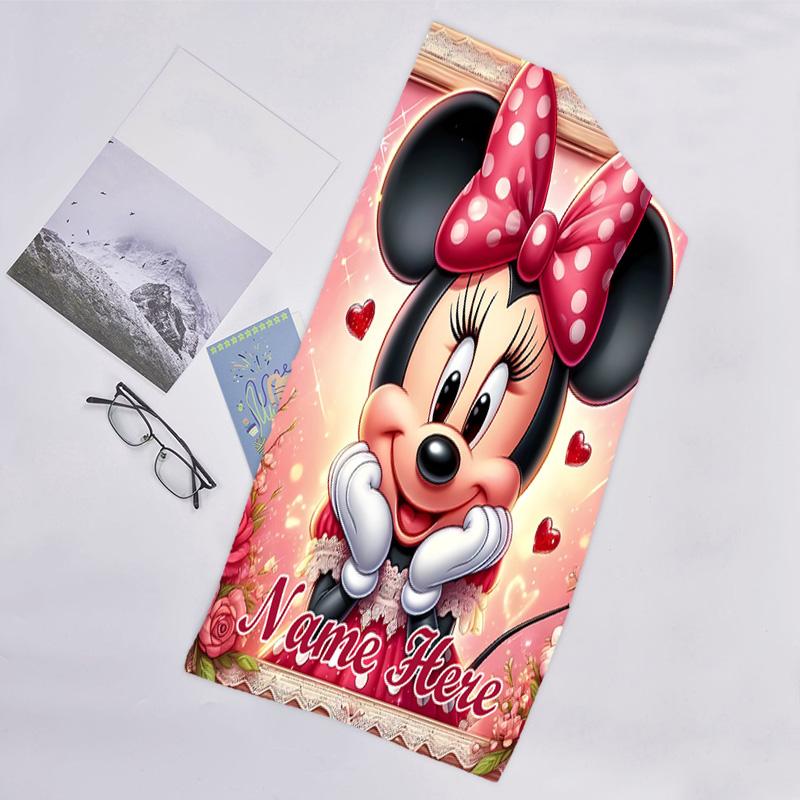 1pc Minnie18 Beach Towel with Custom Name, Beach/Swimming/Bath/Picnic/Camping Towel, Suitable for Seaside Beaches