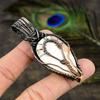Orange Scolecite, Moonstone Gemstone Copper Wire Wrap Jewelry Pendant 3.35"