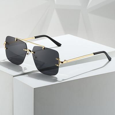 Rimless Double Bridge Sunglasses Men Brand Sun Glasses Women Vintage Fashion Square Shades Male Female Gradient UV400 Eyewear