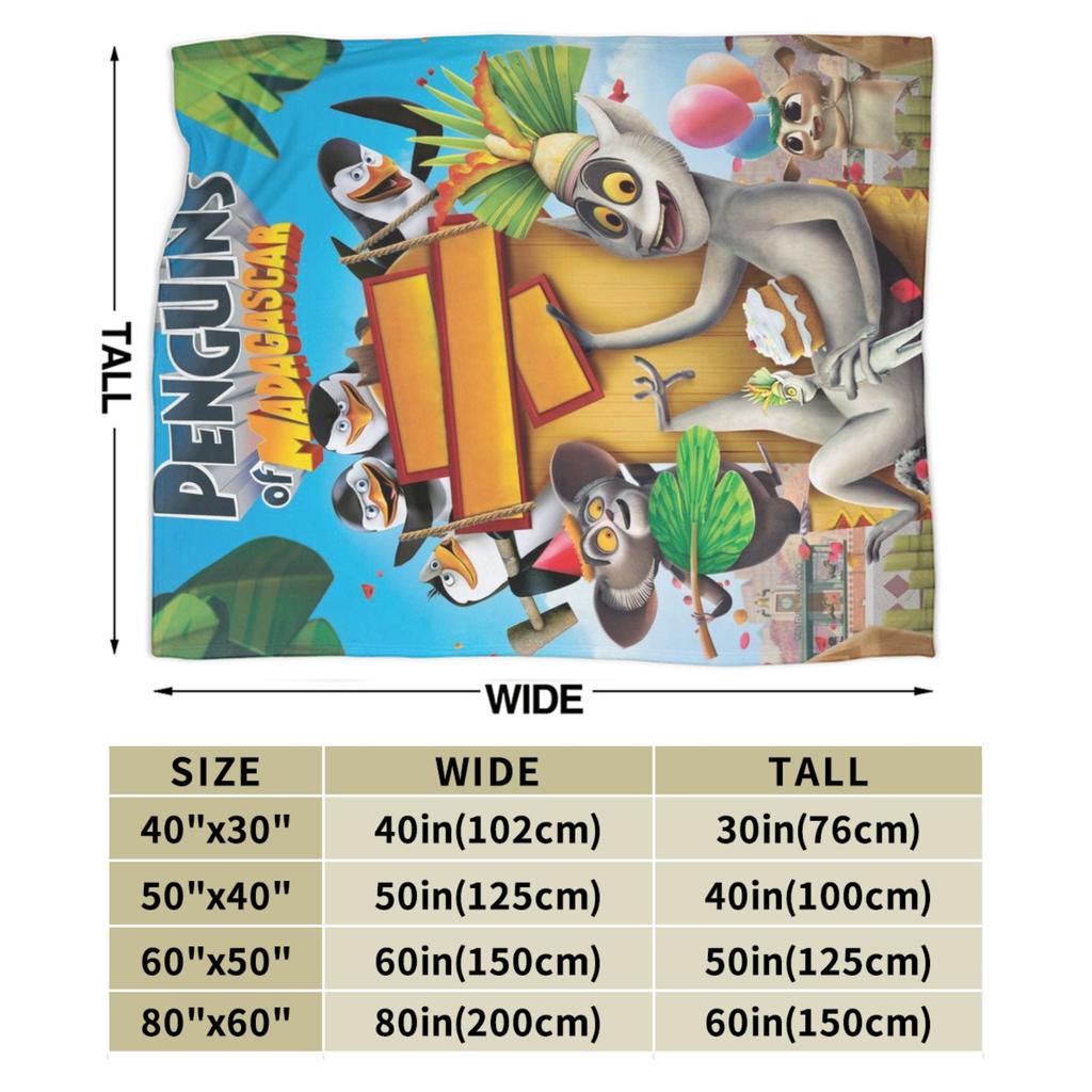Pingwiny z Madagaskaru Merch Kocie Miękki Polarowy Koc Piknikowy Wygodne Narzuty