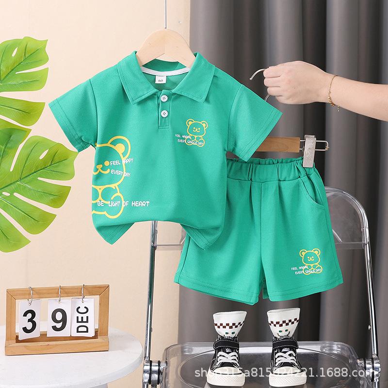 Polo per Bambini con Fantasia a Lettere Outfit Sportivo - Set Casual Estivo a 2 Pezzi per Ragazzi