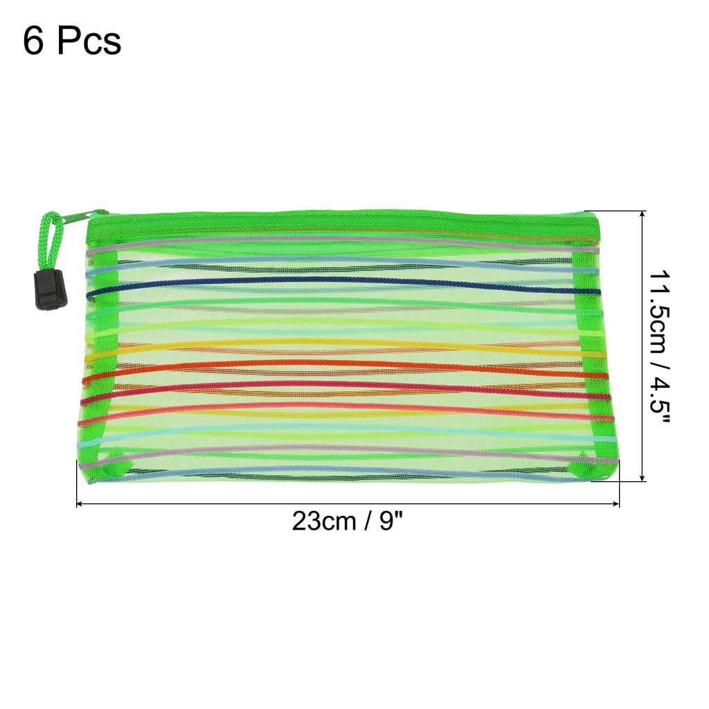6Pcs A5/B6 Mesh Zipper Pouch Rainbow Color File Bags Colorful Nylon Mesh Document Bag Multipurpose Travel Bags File Organizer