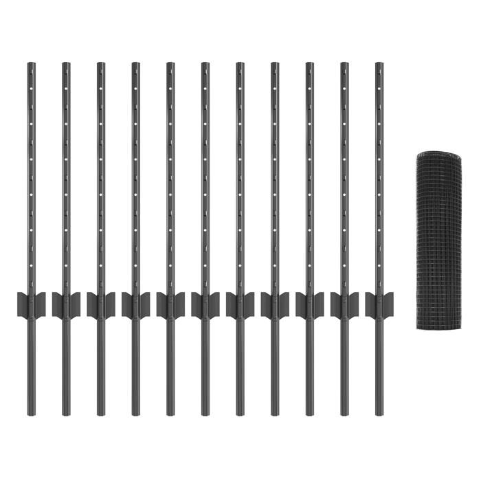 VidaXL Clôture en fil soudé avec 11 poteaux en U gris 0,6x25 m en acier 3336592