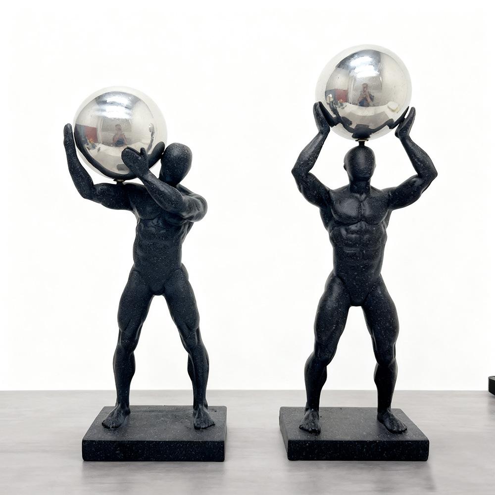 Abstract Moving Figure Resin Figurine Gymnastic Ball-carrying Figure Sculpture Handicraft Display Home Decoration Item