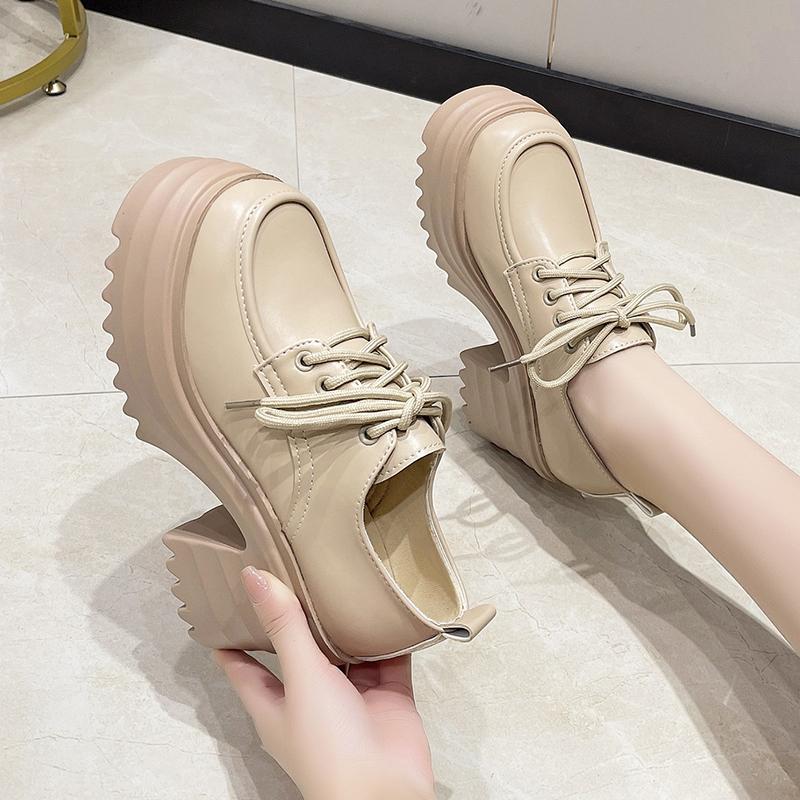 Fashion Black White Punk Rock Gothic Pumps Women Chunky Block High Heels Shoes Round Toe Lace Up Thick Platform Heel Shoes 2024