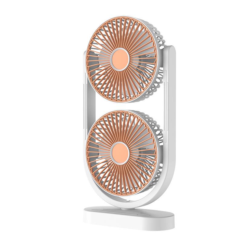 

Portable Dual-Fan High-Power Desktop Fan for Home, Office, and Camping USB Rechargeable & Plug-in оранжевый