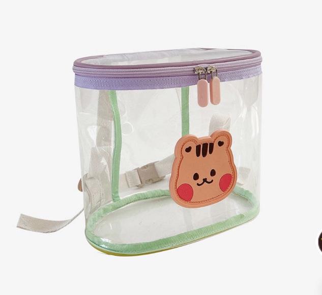 Korean Style Animal Color Block Transparent Backpack for Kindergarten and Beach