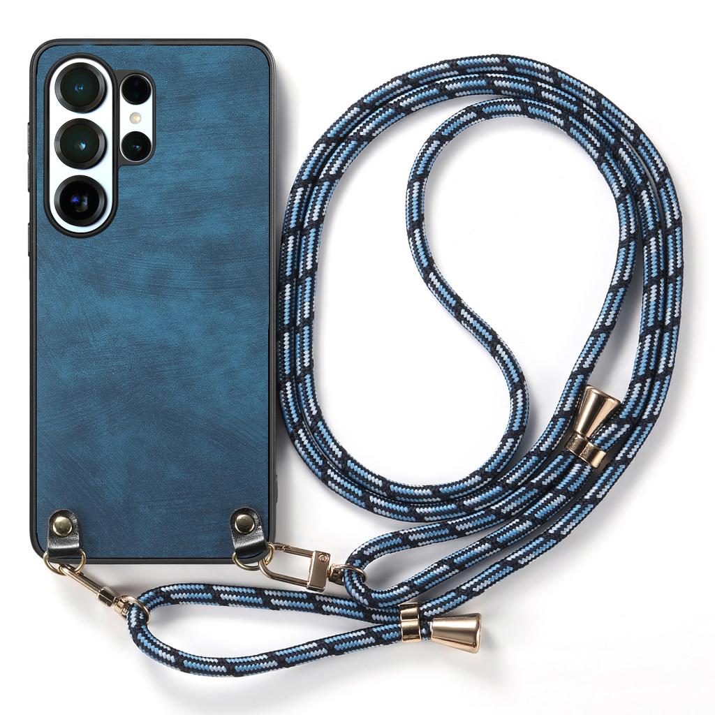 Crossbody Long Lanyard Strap Anti-Drop PU Leather Phone Case For Samsung S25 Ultra S24 Plus S23 A16 A06 A17 A07 Slim Fit Cover
