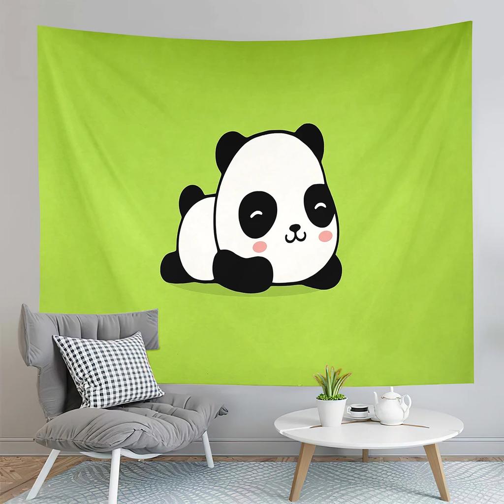 Cute Panda Print Tapestry Cartoon Style Animals Tapestry Creative Wall Hanging Decor Tapestries Bedroom Home Living Room Dorm