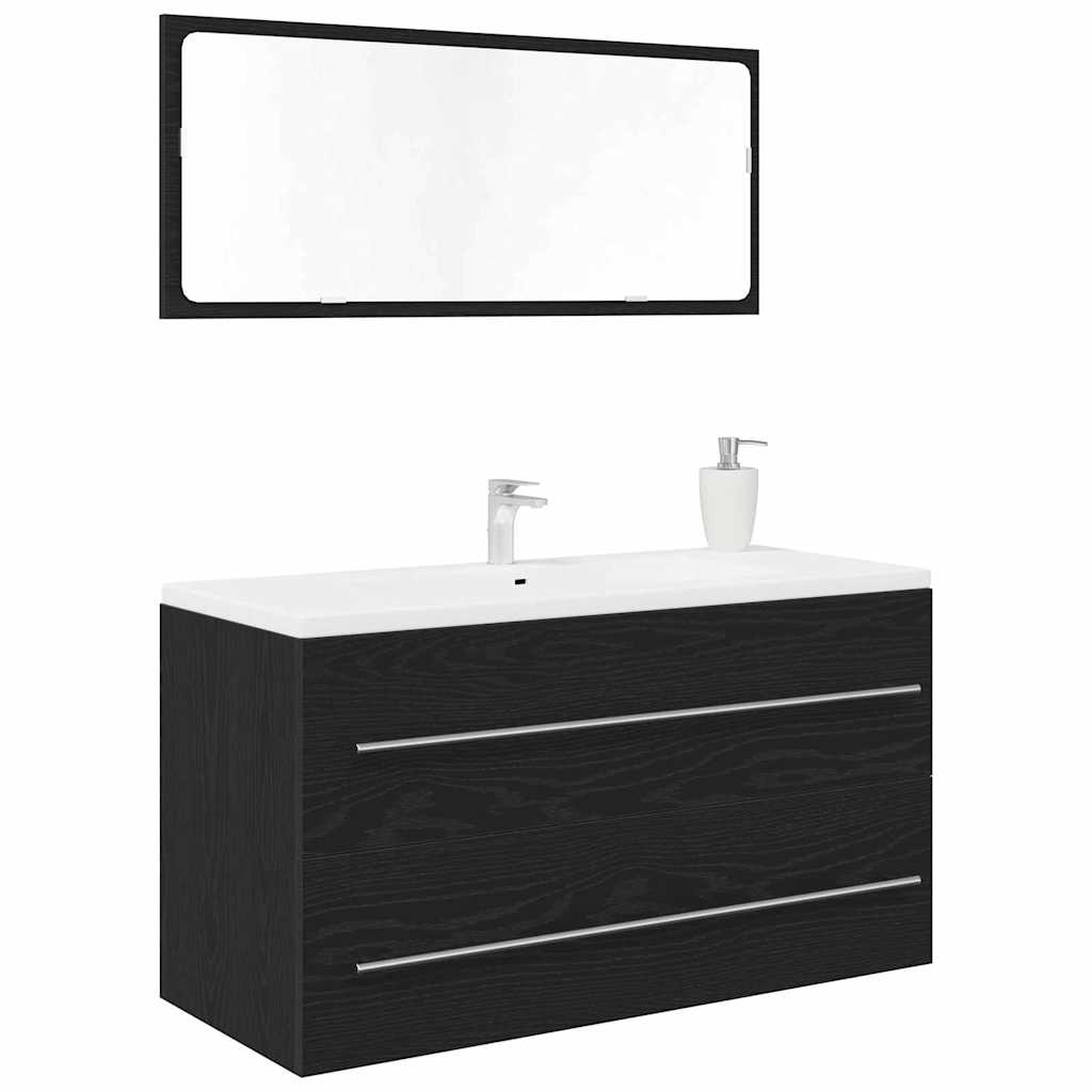 Washbasin Cabinet in Black Oak Look 90 x 45 x 1.5 cm