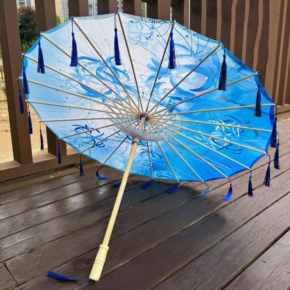 70cm Silk Fabric Tassel Umbrella Chinese Style Ancient Dance Umbrella Hanfu Photography Prop