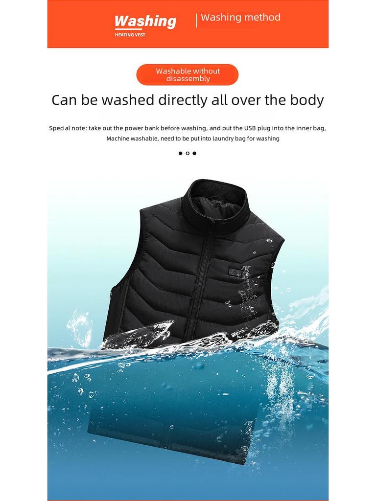Adjustable Electric Heating Vest with USB, Cotton, Stand-Up Collar, Loose Fit, Large Size
